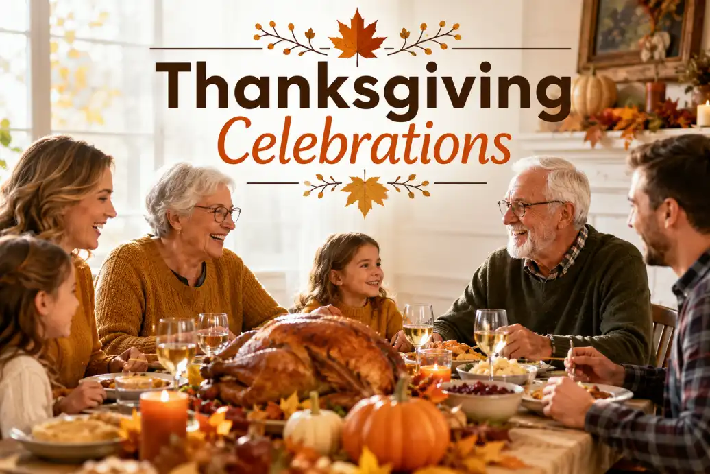 Thanksgiving family dinner harvest foods and gratitude gathering