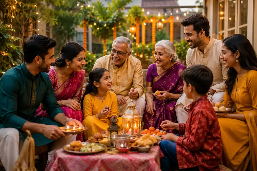 Family and community celebration with people gathering together
