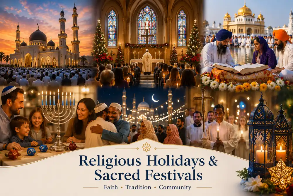 Religious holiday and sacred festival celebration